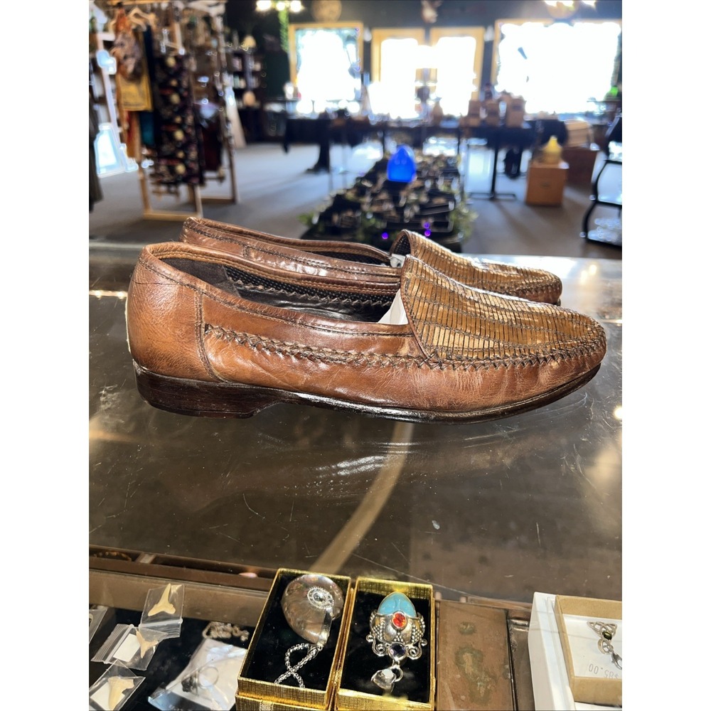 Bragano Cole Haan Men's Brown Woven Leather Loafers Italy 9.5M - Picture 3 of 8
